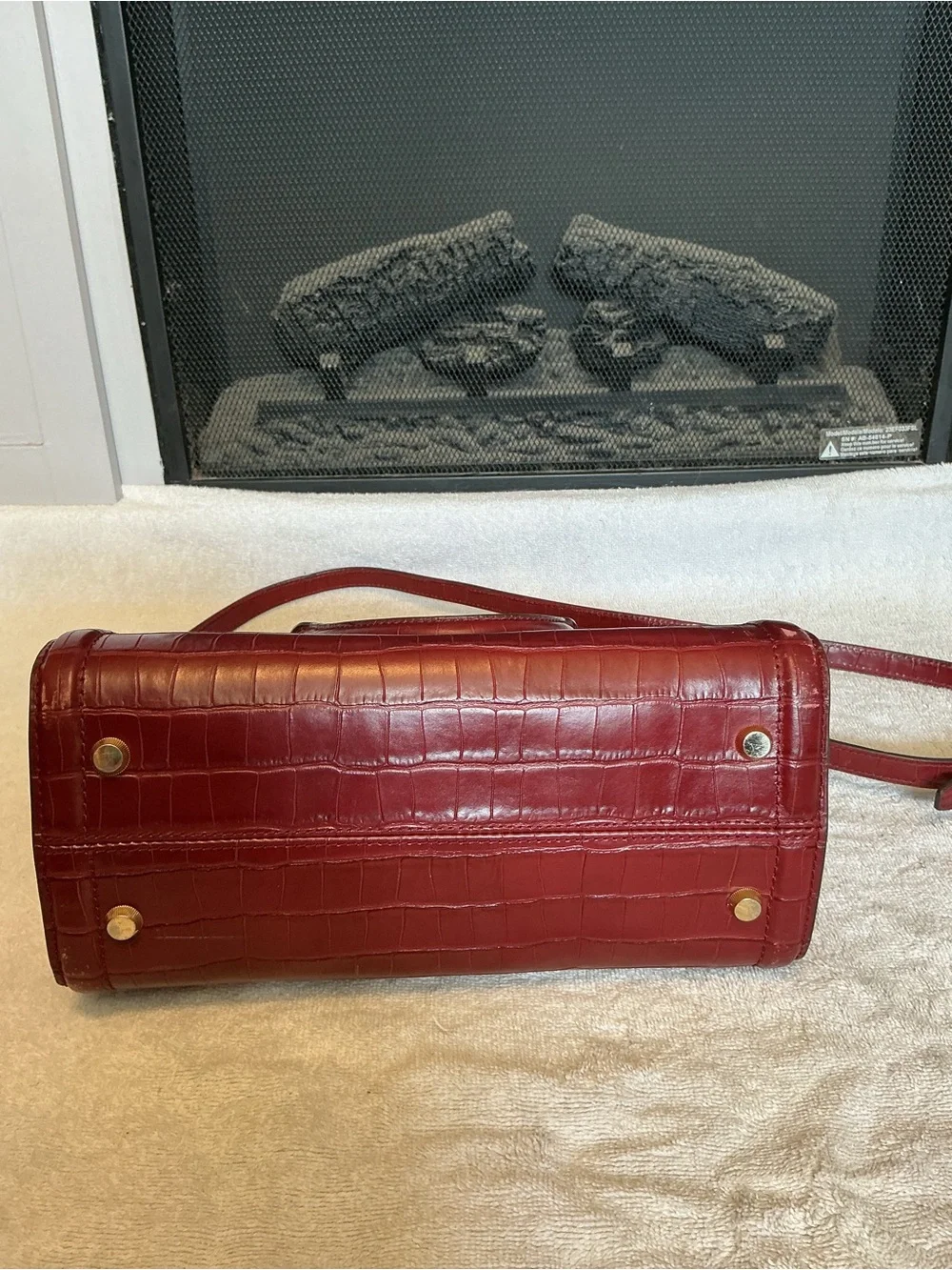 Michael Kors zoe satchel bag brandy Gold croco leather croc embossed handbag